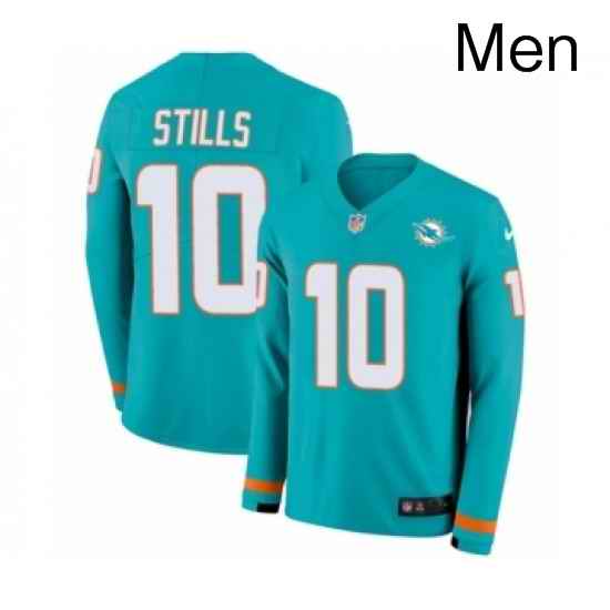 Mens Nike Miami Dolphins 10 Kenny Stills Limited Aqua Therma Long Sleeve NFL Jersey